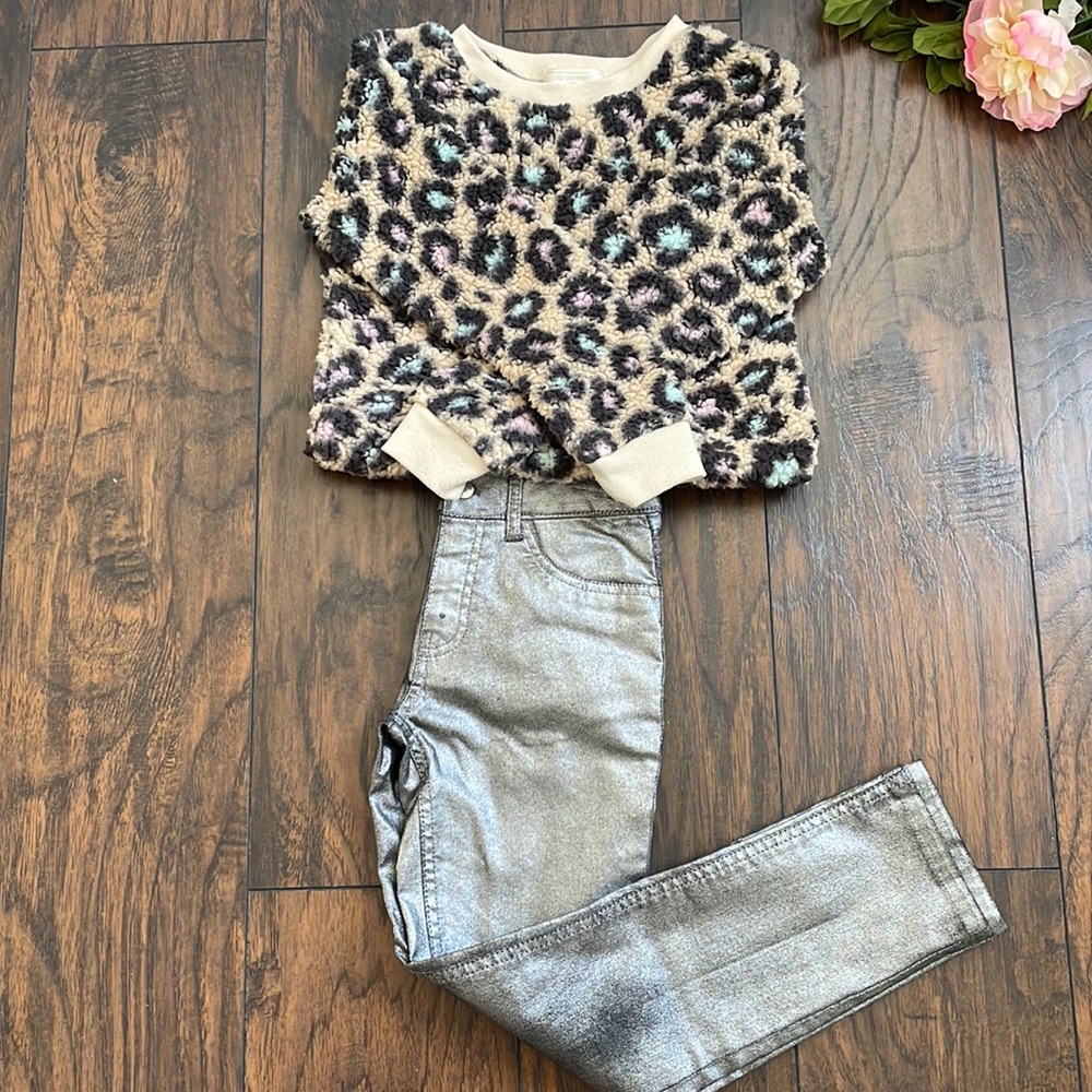 Girls metallic silver jeans